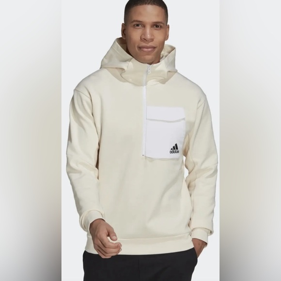 NWT! Adidas Designed for Gameday Hoodie Men Size M HN0408 Wonder White - Picture 2 of 16